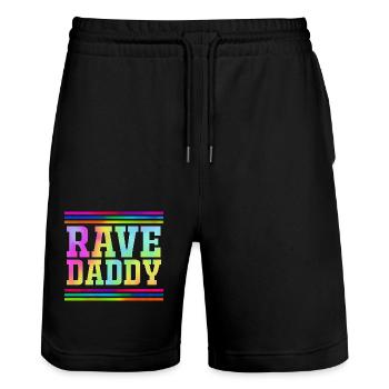 Rave Raver Techno music Techno bass Mischpult - Stanley/Stella Unisex Bio Joggingshorts Trainer  - Schwarz - Vorne - Nik (191cm) & Marisol (170cm)