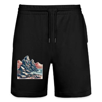Rocher des montagnes - Short de jogging bio TRAINER Stanley/Stella unisexe - noir - Devant - Nik (191cm) & Marisol (170cm)