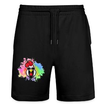 Chicken Rooster - Stanley/Stella Trainer Unisex Organic Jogging Shorts - black - Front - Nik (191cm) & Marisol (170cm)