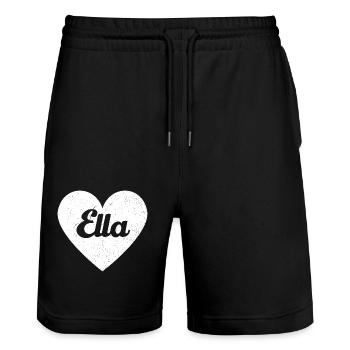 Ella Name Grosses Herz Liebe Grafik Geschenk - Stanley/Stella Unisex Bio Joggingshorts Trainer  - Schwarz - Vorne - Nik (191cm) & Marisol (170cm)