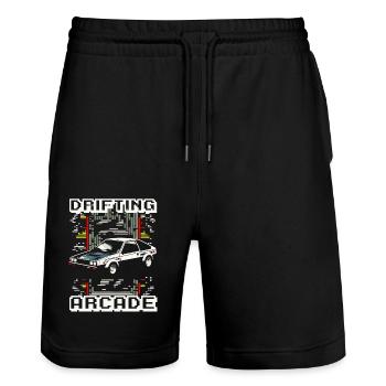 Drift Racing Fujiwara School Initial D-inspired - Stanley/Stella Trainer Unisex Organic Jogging Shorts - black - Front - Nik (191cm) & Marisol (170cm)