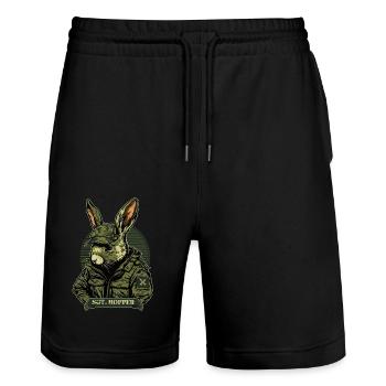 Commandos militaires de défense forestière Rabbit - Short de jogging bio TRAINER Stanley/Stella unisexe - noir - Devant - Nik (191cm) & Marisol (170cm)