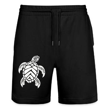 Tortue marine - Short de jogging bio TRAINER Stanley/Stella unisexe - noir - Devant - Nik (191cm) & Marisol (170cm)