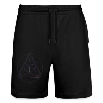 ethereum abstraktes Prisma - Stanley/Stella Unisex Bio Joggingshorts Trainer  - Schwarz - Vorne - Nik (191cm) & Marisol (170cm)