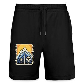 Japanische Berge Natur: Horror Tarot Schädel - Stanley/Stella Unisex Bio Joggingshorts Trainer  - Schwarz - Vorne - Nik (191cm) & Marisol (170cm)