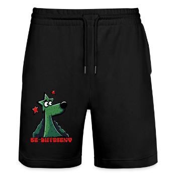 Sei anders: Lustig aussehender Sternen-Hund - Stanley/Stella Unisex Bio Joggingshorts Trainer  - Schwarz - Vorne - Nik (191cm) & Marisol (170cm)