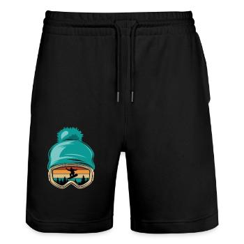 Snowboard, Halfpipe, Wintersport, Skibrille - Stanley/Stella Unisex Bio Joggingshorts Trainer  - Schwarz - Vorne - Nik (191cm) & Marisol (170cm)
