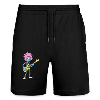 Cartoon guitarist for rock and music - Stanley/Stella Trainer Unisex Organic Jogging Shorts - black - Front - Nik (191cm) & Marisol (170cm)