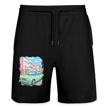 Candy Colored Road Cruiser Car - Stanley/Stella Trainer Unisex Organic Jogging Shorts - black - Front - Nik (191cm) & Marisol (170cm)