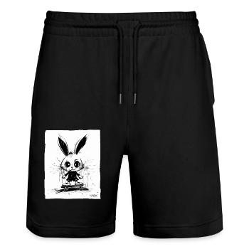 Skater Bunny: Skateboarding - Stanley/Stella Trainer Unisex Organic Jogging Shorts - black - Front - Nik (191cm) & Marisol (170cm)