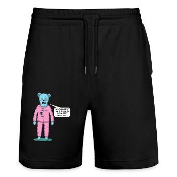 Cute zombie bear doesn't sleep, needs mom - Stanley/Stella Trainer Unisex Organic Jogging Shorts - black - Front - Nik (191cm) & Marisol (170cm)
