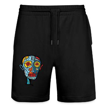 Cubist portrait of a zombie head - Stanley/Stella Trainer Unisex Organic Jogging Shorts - black - Front - Nik (191cm) & Marisol (170cm)