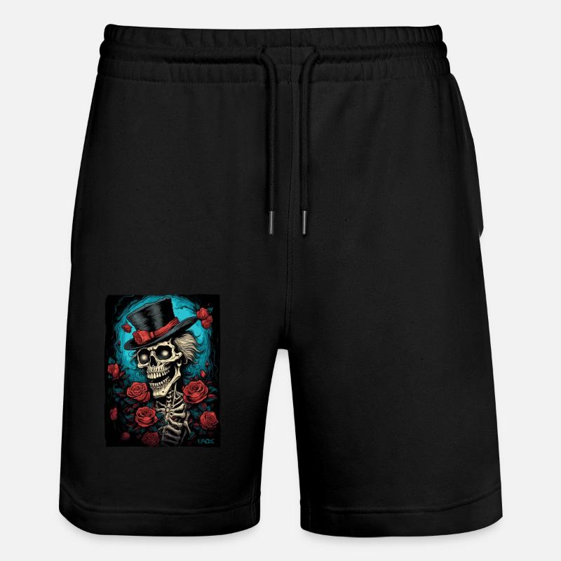 Crâne Squelette Gentleman et Roses - Short de jogging bio TRAINER Stanley/Stella unisexe - noir
