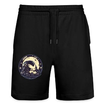 Fatigué mignon chasseur extraterrestre lune et étoiles - Short de jogging bio TRAINER Stanley/Stella unisexe - noir - Devant - Nik (191cm) & Marisol (170cm)