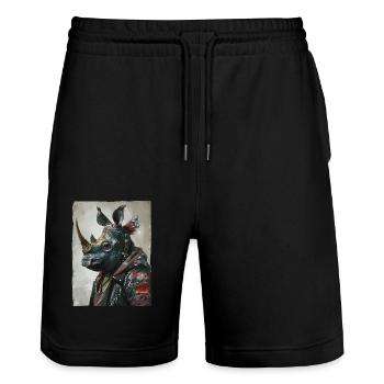 Rhinocéros punk patriotique - Short de jogging bio TRAINER Stanley/Stella unisexe - noir - Devant - Nik (191cm) & Marisol (170cm)