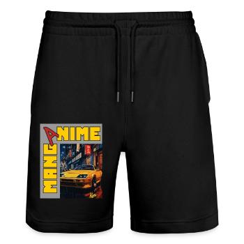 Manga Anime JDM 90s Street Racing Car - Stanley/Stella Trainer Unisex Organic Jogging Shorts - black - Front - Nik (191cm) & Marisol (170cm)