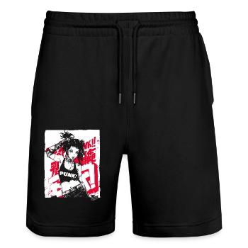 Future Punk Girl - Stanley/Stella Trainer Unisex Organic Jogging Shorts - black - Front - Nik (191cm) & Marisol (170cm)