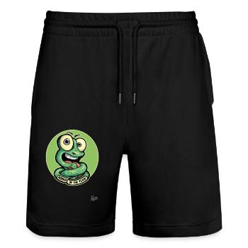 Recrue drôle de l’année : Cartoon Worm - Short de jogging bio TRAINER Stanley/Stella unisexe - noir - Devant - Nik (191cm) & Marisol (170cm)