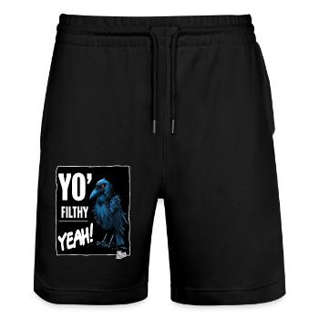 Dirty creepy crow - Stanley/Stella Trainer Unisex Organic Jogging Shorts - black - Front - Nik (191cm) & Marisol (170cm)
