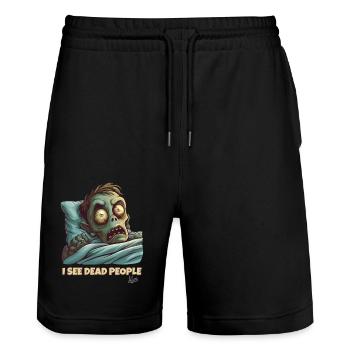 Schlafmütze Zombie: Ich sehe tote Leute - Stanley/Stella Unisex Bio Joggingshorts Trainer  - Schwarz - Vorne - Nik (191cm) & Marisol (170cm)