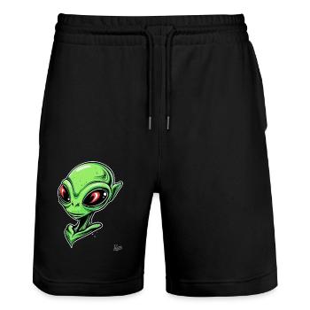 Super Chic Alien - Stanley/Stella Trainer Unisex Organic Jogging Shorts - black - Front - Nik (191cm) & Marisol (170cm)