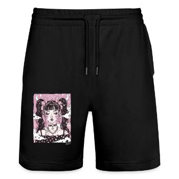 Beauté super cool : Grunge Emo Girl - Short de jogging bio TRAINER Stanley/Stella unisexe - noir - Devant - Nik (191cm) & Marisol (170cm)
