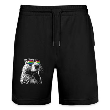 Cool Capybara - Drawing Silhouette Rainbow - Stanley/Stella Trainer Unisex Organic Jogging Shorts - black - Front - Nik (191cm) & Marisol (170cm)