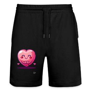 Kawaii Hearts : Heureux et mignon - Short de jogging bio TRAINER Stanley/Stella unisexe - noir - Devant - Nik (191cm) & Marisol (170cm)
