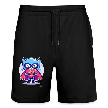 Süßer Held: Herz in der Hand, Liebe im Land - Stanley/Stella Unisex Bio Joggingshorts Trainer  - Schwarz - Vorne - Nik (191cm) & Marisol (170cm)