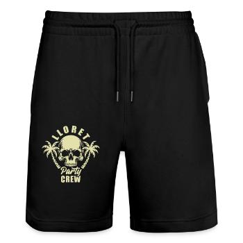 Lloret Party Crew - es eskaliert eh - Stanley/Stella Unisex Bio Joggingshorts Trainer  - Schwarz - Vorne - Nik (191cm) & Marisol (170cm)