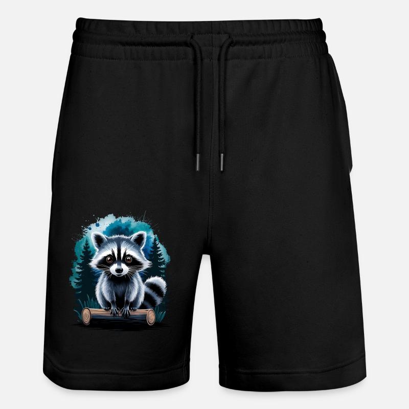Süßer Waschbär - Stanley/Stella Unisex Bio Joggingshorts Trainer  - Schwarz