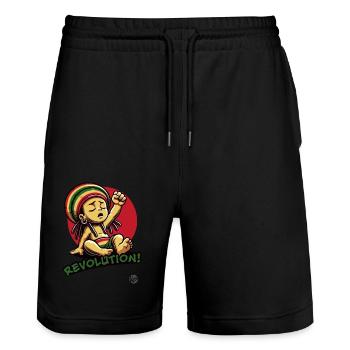 Reggae Baby für Rastafari Revolution - Stanley/Stella Unisex Bio Joggingshorts Trainer  - Schwarz - Vorne - Nik (191cm) & Marisol (170cm)