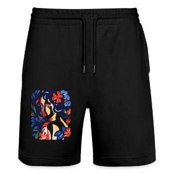 Beauté intemporelle et fleurs - Short de jogging bio TRAINER Stanley/Stella unisexe - noir - Devant - Nik (191cm) & Marisol (170cm)