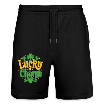 Lucky Charm - St. Patrick's Day - Ireland - Stanley/Stella Trainer Unisex Organic Jogging Shorts - black - Front - Nik (191cm) & Marisol (170cm)
