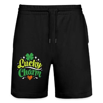 Lucky Charm - St. Patrick's Day - Irland - Stanley/Stella Unisex Bio Joggingshorts Trainer  - Schwarz - Vorne - Nik (191cm) & Marisol (170cm)