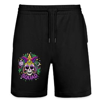 Mardi Gras - Skull - Costume - Gift - Stanley/Stella Trainer Unisex Organic Jogging Shorts - black - Front - Nik (191cm) & Marisol (170cm)