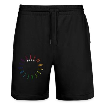 Ab in die Freiheit - ABI 2025 - Abitur - Spruch - Stanley/Stella Unisex Bio Joggingshorts Trainer  - Schwarz - Vorne - Nik (191cm) & Marisol (170cm)