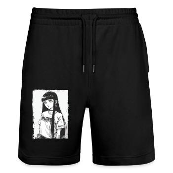 Japanisches Cartoon Mädchen und Politik - Stanley/Stella Unisex Bio Joggingshorts Trainer  - Schwarz - Vorne - Nik (191cm) & Marisol (170cm)