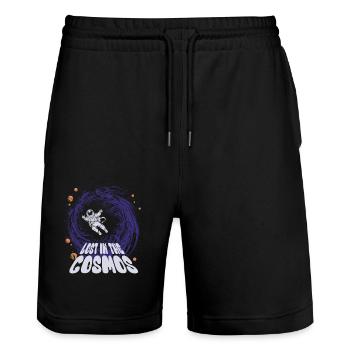 Perdu dans le cosmos - Astronaute - Espace - Short de jogging bio TRAINER Stanley/Stella unisexe - noir - Devant - Nik (191cm) & Marisol (170cm)