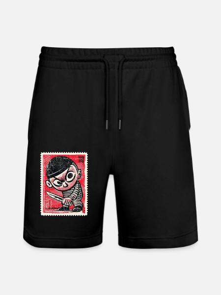 Bande dessinée gangster sur timbre-poste - Short de jogging bio TRAINER Stanley/Stella unisexe - noir