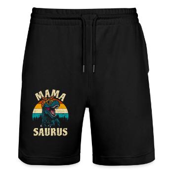 Maman Saurus - T-Rex - Tyrannosaure - Cadeau - Short de jogging bio TRAINER Stanley/Stella unisexe - noir - Devant - Nik (191cm) & Marisol (170cm)