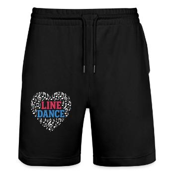 Danse en ligne - Danse avec le cœur - Musique Cadeau - Short de jogging bio TRAINER Stanley/Stella unisexe - noir - Devant - Nik (191cm) & Marisol (170cm)