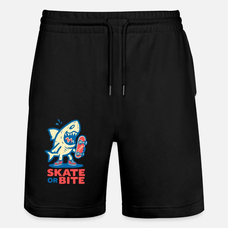 Comic-Hai mit Skateboard und Spruch - Stanley/Stella Unisex Bio Joggingshorts Trainer  - Schwarz