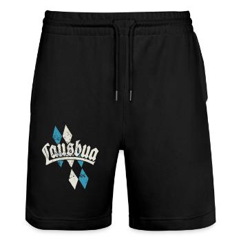 Lausbua auf bayrisch - Festzelt, Bier und Gaudi - Stanley/Stella Unisex Bio Joggingshorts Trainer  - Schwarz - Vorne - Nik (191cm) & Marisol (170cm)