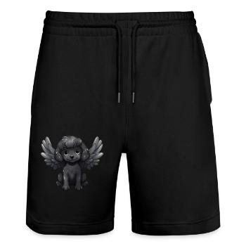 Dog poodle black fur angel wings cute comic - Stanley/Stella Trainer Unisex Organic Jogging Shorts - black - Front - Nik (191cm) & Marisol (170cm)