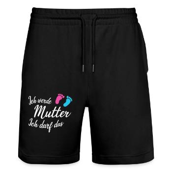 Ich werde Mutter Ich darf Das - Stanley/Stella Unisex Bio Joggingshorts Trainer  - Schwarz - Vorne - Nik (191cm) & Marisol (170cm)