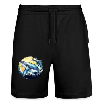 Blauwal - Stanley/Stella Unisex Bio Joggingshorts Trainer  - Schwarz - Vorne - Nik (191cm) & Marisol (170cm)