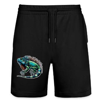 Iguane - Short de jogging bio TRAINER Stanley/Stella unisexe - noir - Devant - Nik (191cm) & Marisol (170cm)