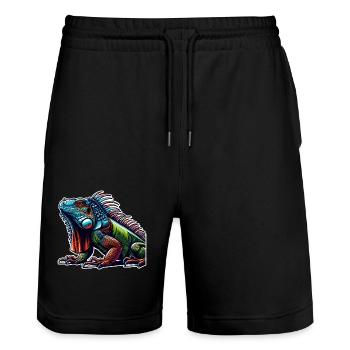 Iguane - Short de jogging bio TRAINER Stanley/Stella unisexe - noir - Devant - Nik (191cm) & Marisol (170cm)