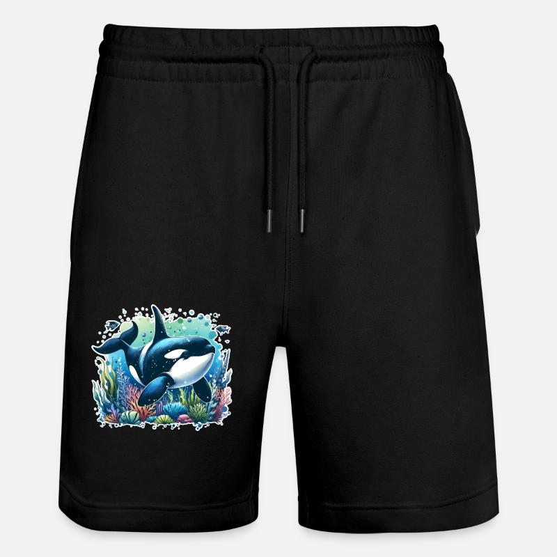 Orca Killer Whale - Stanley/Stella Trainer Unisex Organic Jogging Shorts - black